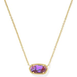 Kendra Scott Elisa Pendant Necklace for Women, Fashion Jewelry, 14k Gold-Plated(GOLD – BRONZED VEINED VIOLET MAGNESITE)