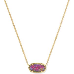 Kendra Scott Elisa Pendant Necklace for Women, Fashion Jewelry, 14k Gold-Plated(GOLD – DARK LAVENDER LAB GROWN OPAL)
