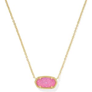 Kendra Scott Elisa Pendant Necklace for Women, Fashion Jewelry, 14k Gold-Plated(GOLD – HOT PINK DRUSY)