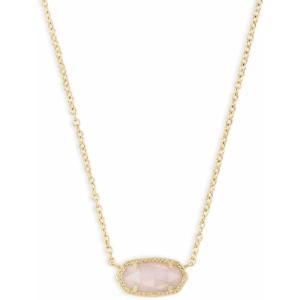 Kendra Scott Elisa Pendant Necklace for Women, Fashion Jewelry, 14k Gold-Plated(GOLD – ROSE QUARTZ)