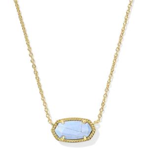 Kendra Scott Elisa Pendant Necklace for Women, Fashion Jewelry, 14k Gold-Plated(GOLD – VARIEGATED LIGHT BLUE MAGNESITE)