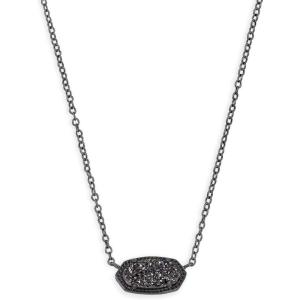 Kendra Scott Elisa Pendant Necklace for Women, Fashion Jewelry, 14k Gold-Plated(GUNMETAL – BLACK DRUSY)