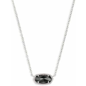 Kendra Scott Elisa Pendant Necklace for Women, Fashion Jewelry, 14k Gold-Plated(RHODIUM – BLACK)