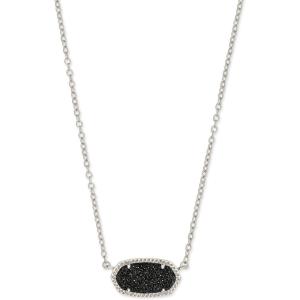 Kendra Scott Elisa Pendant Necklace for Women, Fashion Jewelry, 14k Gold-Plated(RHODIUM – BLACK DRUSY)