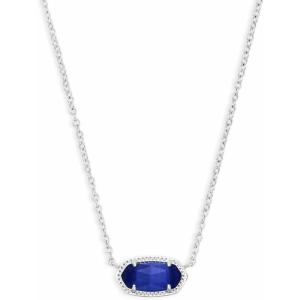 Kendra Scott Elisa Pendant Necklace for Women, Fashion Jewelry, 14k Gold-Plated(RHODIUM – COBALT CATS EYE)