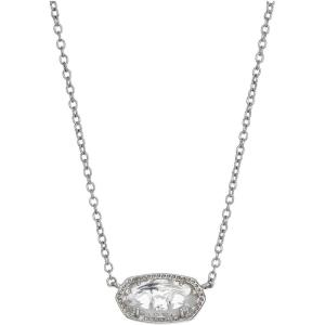 Kendra Scott Elisa Pendant Necklace for Women, Fashion Jewelry, 14k Gold-Plated(RHODIUM – CRYSTAL)