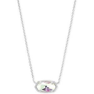 Kendra Scott Elisa Pendant Necklace for Women, Fashion Jewelry, 14k Gold-Plated(RHODIUM – DICHROIC GLASS)