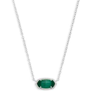 Kendra Scott Elisa Pendant Necklace for Women, Fashion Jewelry, 14k Gold-Plated(RHODIUM – EMERALD CATS EYE)