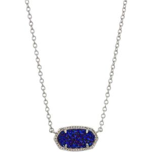 Kendra Scott Elisa Pendant Necklace for Women, Fashion Jewelry, 14k Gold-Plated(RHODIUM – INDIGO BLUE DRUSY)