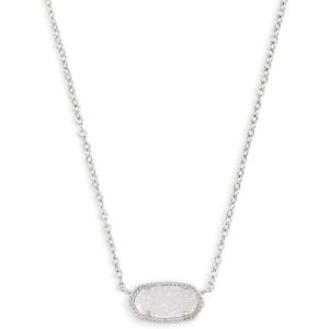 Kendra Scott Elisa Pendant Necklace for Women, Fashion Jewelry, 14k Gold-Plated(RHODIUM – IRIDESCENT DRUSY)