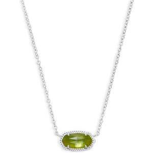 Kendra Scott Elisa Pendant Necklace for Women, Fashion Jewelry, 14k Gold-Plated(RHODIUM – PERIDOT ILLUSION)