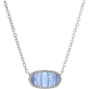 Kendra Scott Elisa Pendant Necklace for Women, Fashion Jewelry, 14k Gold-Plated(RHODIUM – PERIWINKLE CATS EYE)
