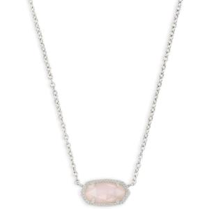 Kendra Scott Elisa Pendant Necklace for Women, Fashion Jewelry, 14k Gold-Plated(RHODIUM – ROSE QUARTZ)