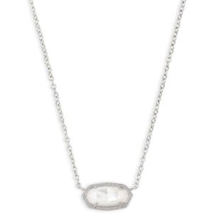 Kendra Scott Elisa Pendant Necklace for Women, Fashion Jewelry, 14k Gold-Plated(RHODIUM – white MOTHER OF PEARL)