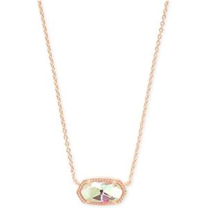 Kendra Scott Elisa Pendant Necklace for Women, Fashion Jewelry, 14k Gold-Plated(ROSE GOLD – DICHROIC GLASS)