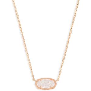 Kendra Scott Elisa Pendant Necklace for Women, Fashion Jewelry, 14k Gold-Plated(ROSE GOLD – IRIDESCENT DRUSY)