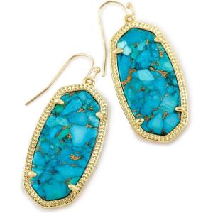 Kendra Scott Elle Drop Earrings for Women(GOLD – BRONZE VEINED TURQUOISE)