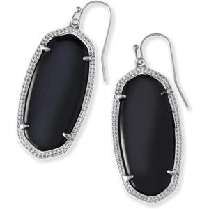Kendra Scott Elle Drop Earrings for Women(RHODIUM – BLACK OPAQUE GLASS)