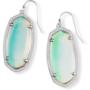 Kendra Scott Elle Drop Earrings for Women(RHODIUM – IRIDESCENT DICHROIC GLASS)