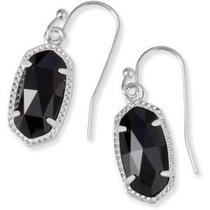 Kendra Scott Lee Drop Earrings for Women(RHODIUM – BLACK OPAQUE GLASS)