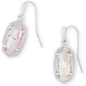 Kendra Scott Lee Drop Earrings for Women(RHODIUM – IRIDESCENT DICHROIC GLASS)