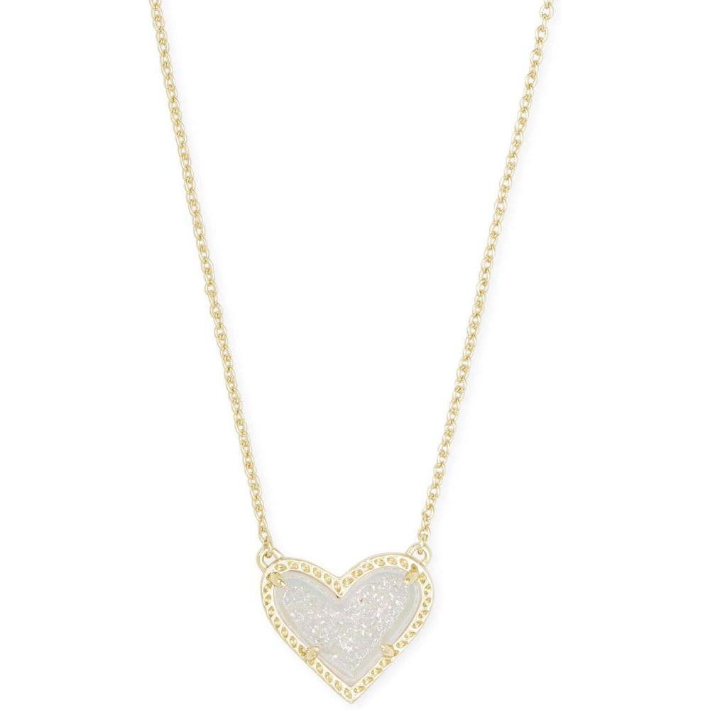 imageKendra Scott Ari Heart Adjustable Length Pendant Necklace for Women Fashion JewelryGOLD  IRIDESCENT DRUSY