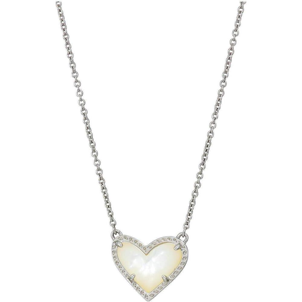 imageKendra Scott Ari Heart Adjustable Length Pendant Necklace for Women Fashion JewelryRHODIUM  IVORY MOTHER OF PEARL