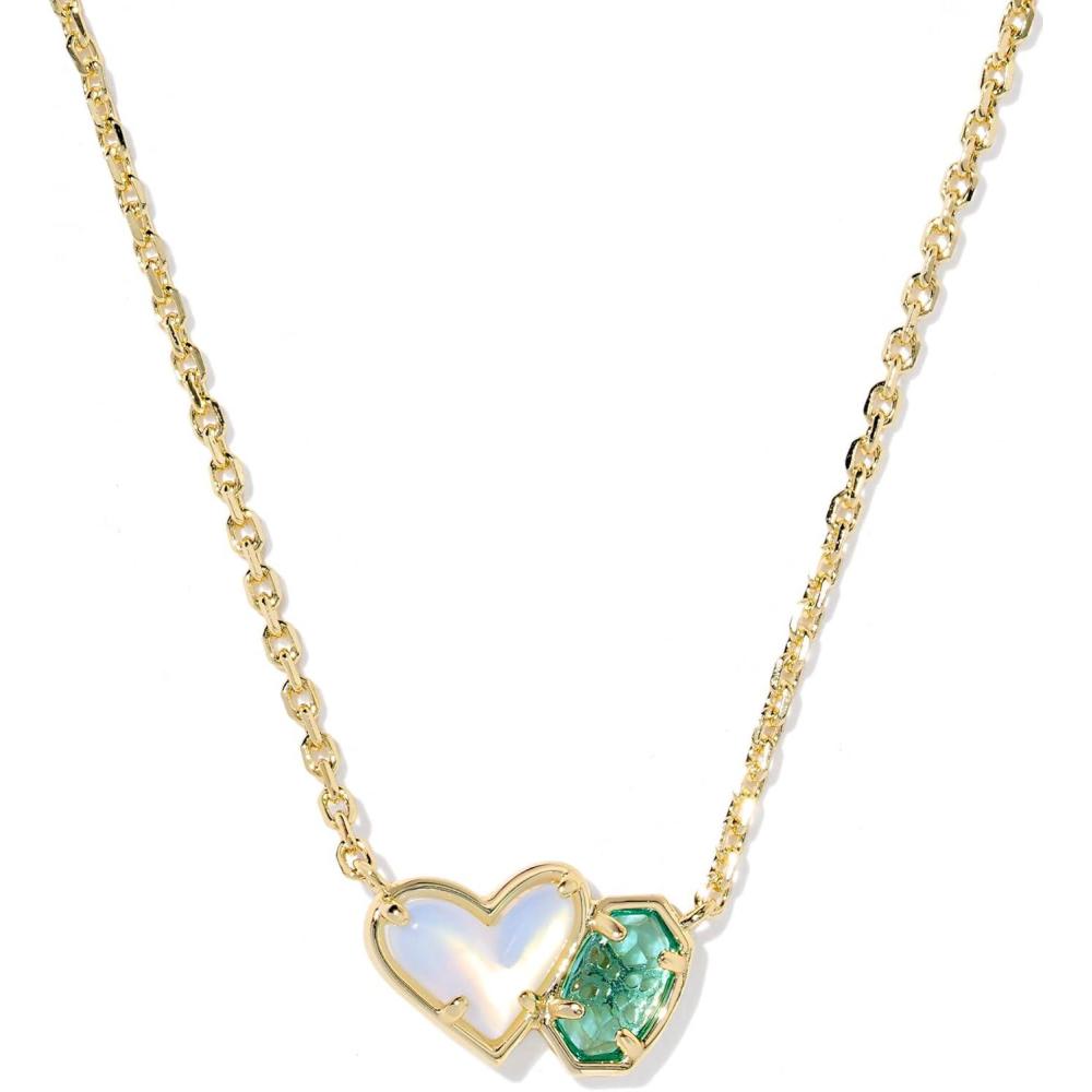 imageKendra Scott Ari Heart Emilie Pendant Necklace Fashion Jewelry for WomenGOLD  OPALITE ILLUSION AND LONDON BLUE GLASS