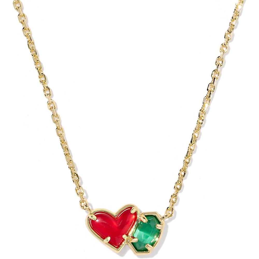 imageKendra Scott Ari Heart Emilie Pendant Necklace Fashion Jewelry for WomenGOLD  RED ILLUSION AND EMERALD CATS EYE