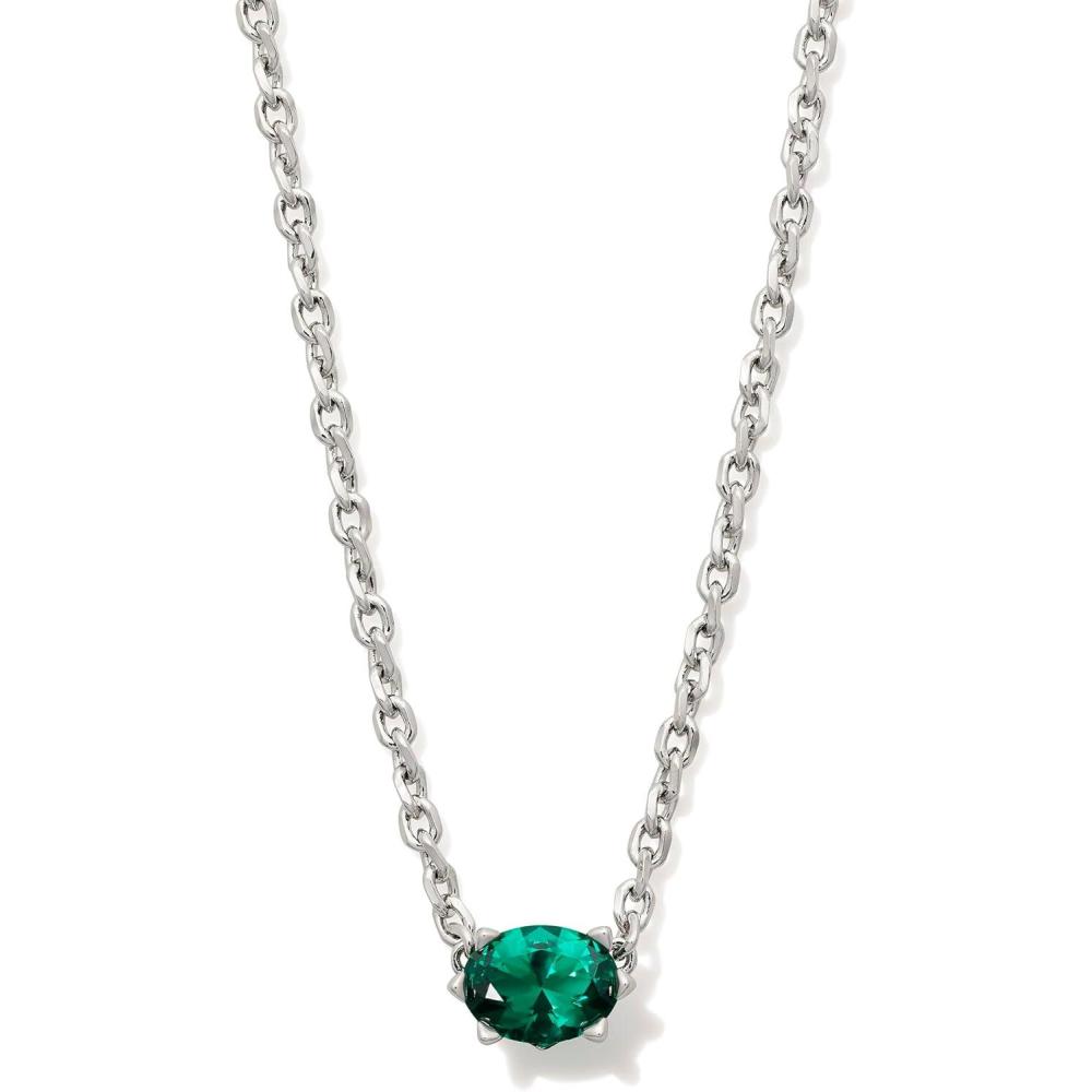 imageKendra Scott Cailin Pendant Necklace Fashion Jewelry for WomenRHODIUM  GREEN CRYSTAL