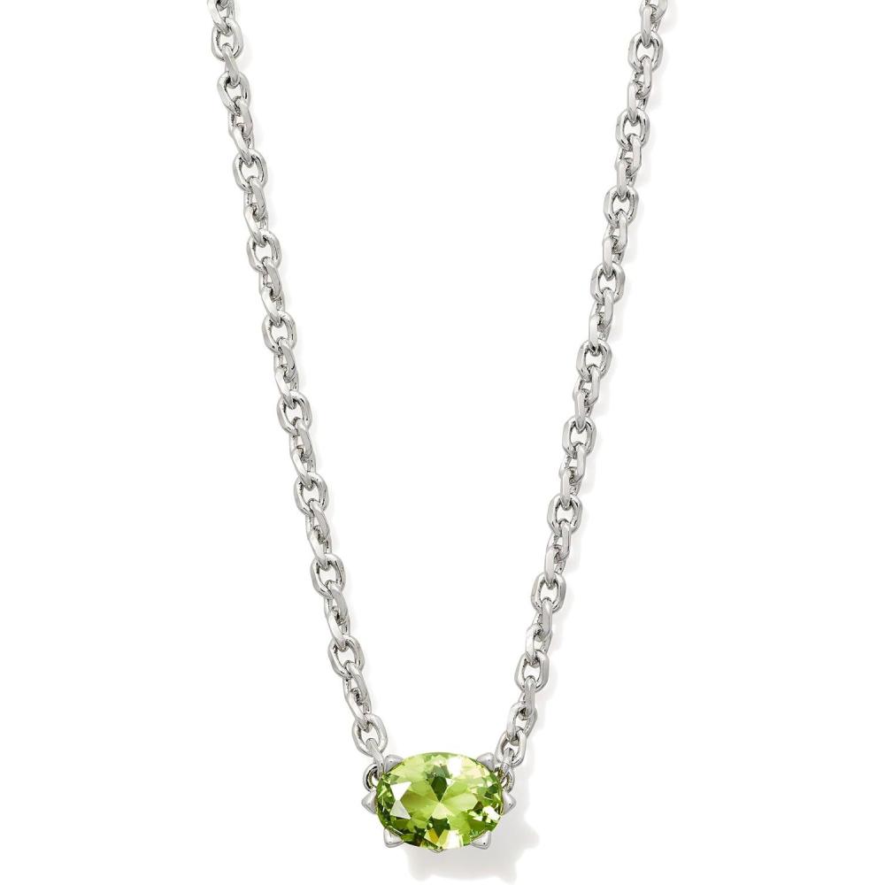 imageKendra Scott Cailin Pendant Necklace Fashion Jewelry for WomenRHODIUM  LIGHT GREEN CRYSTAL
