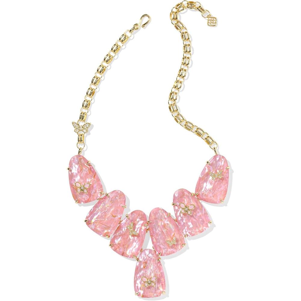 imageKendra Scott Dolly Parton Harlow Statement Necklace in Light Pink Iridescent Abalone 14k GoldPlated Brass Fashion Jewelry for Women