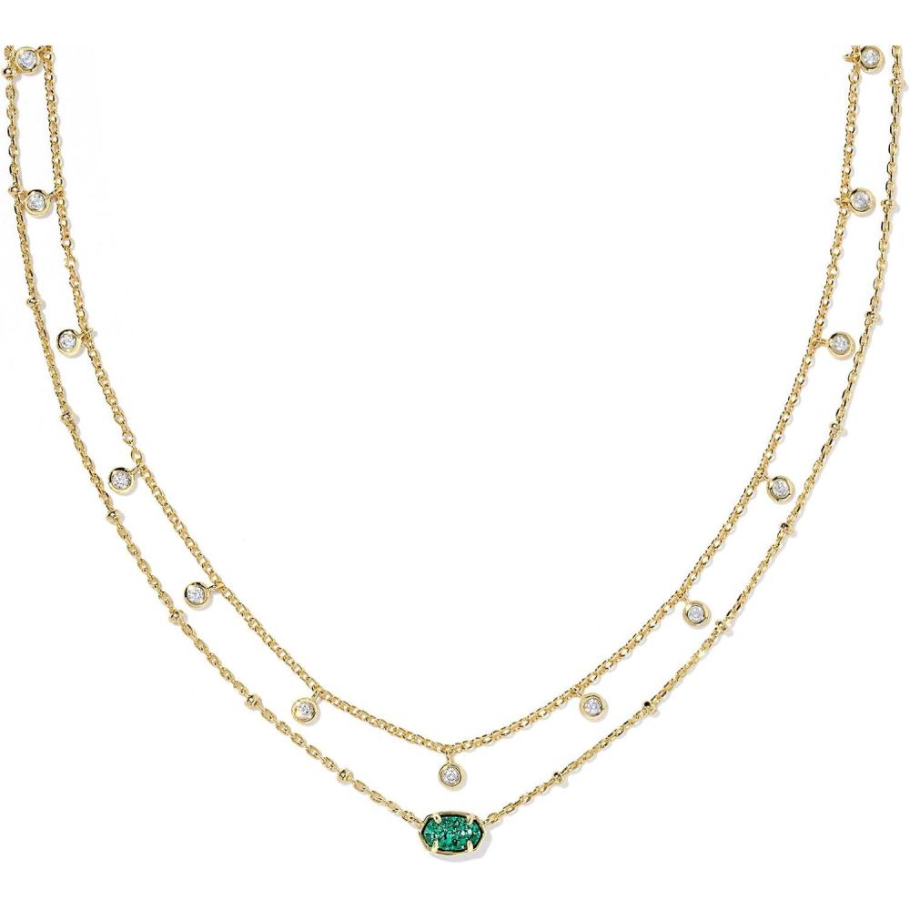 imageKendra Scott Emilie Crystal Multi Strand Necklace Fashion Jewelry for WomenGOLD  EMERALD DRUSY