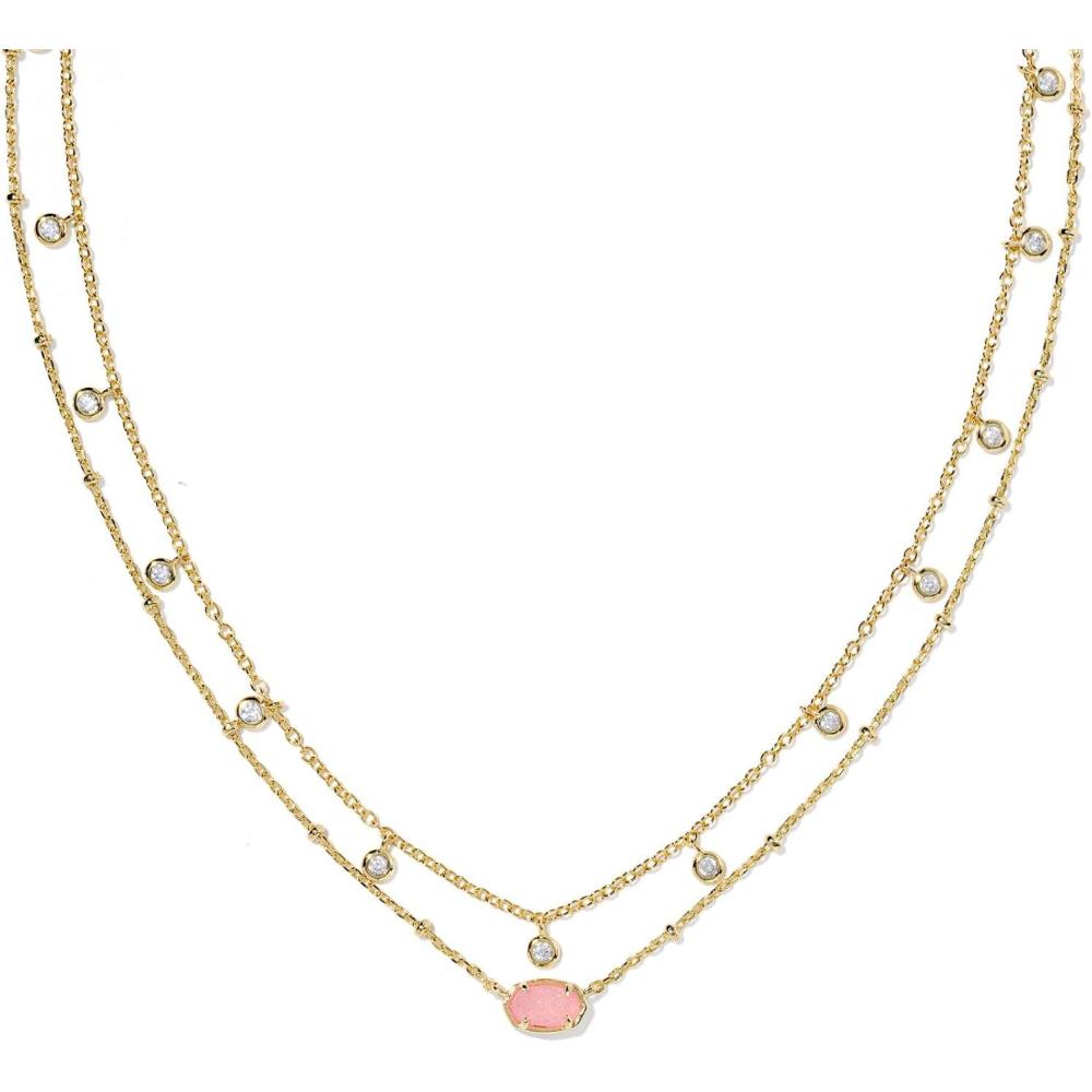 imageKendra Scott Emilie Crystal Multi Strand Necklace Fashion Jewelry for WomenGOLD  LIGHT PINK DRUSY