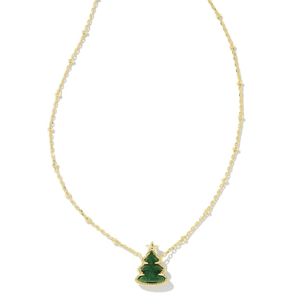 imageKendra Scott Holiday Tree Pendant Necklace 14k Gold Plated Brass Quartzite Fashion Jewelry for Women