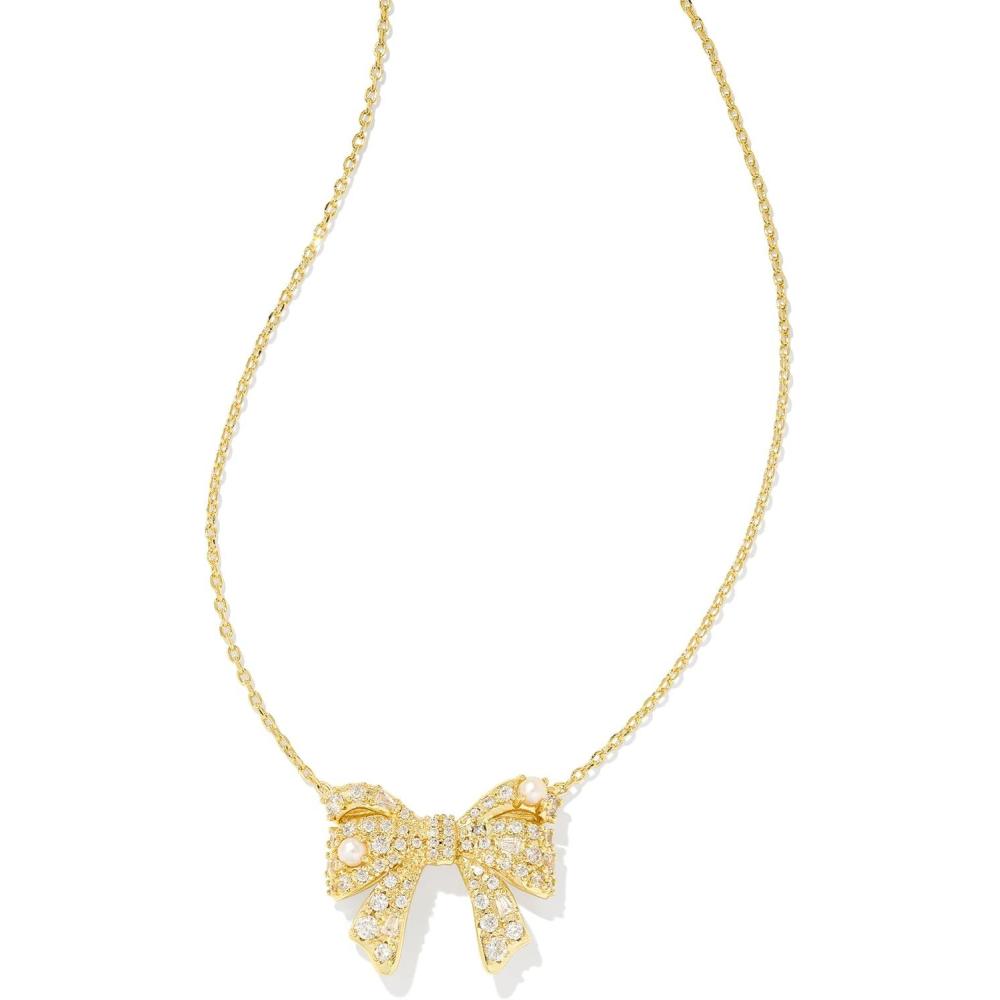 imageKendra Scott Krista Bow Short Pendant Necklace Fashion Jewelry for WomenGOLD  WHITE MIX