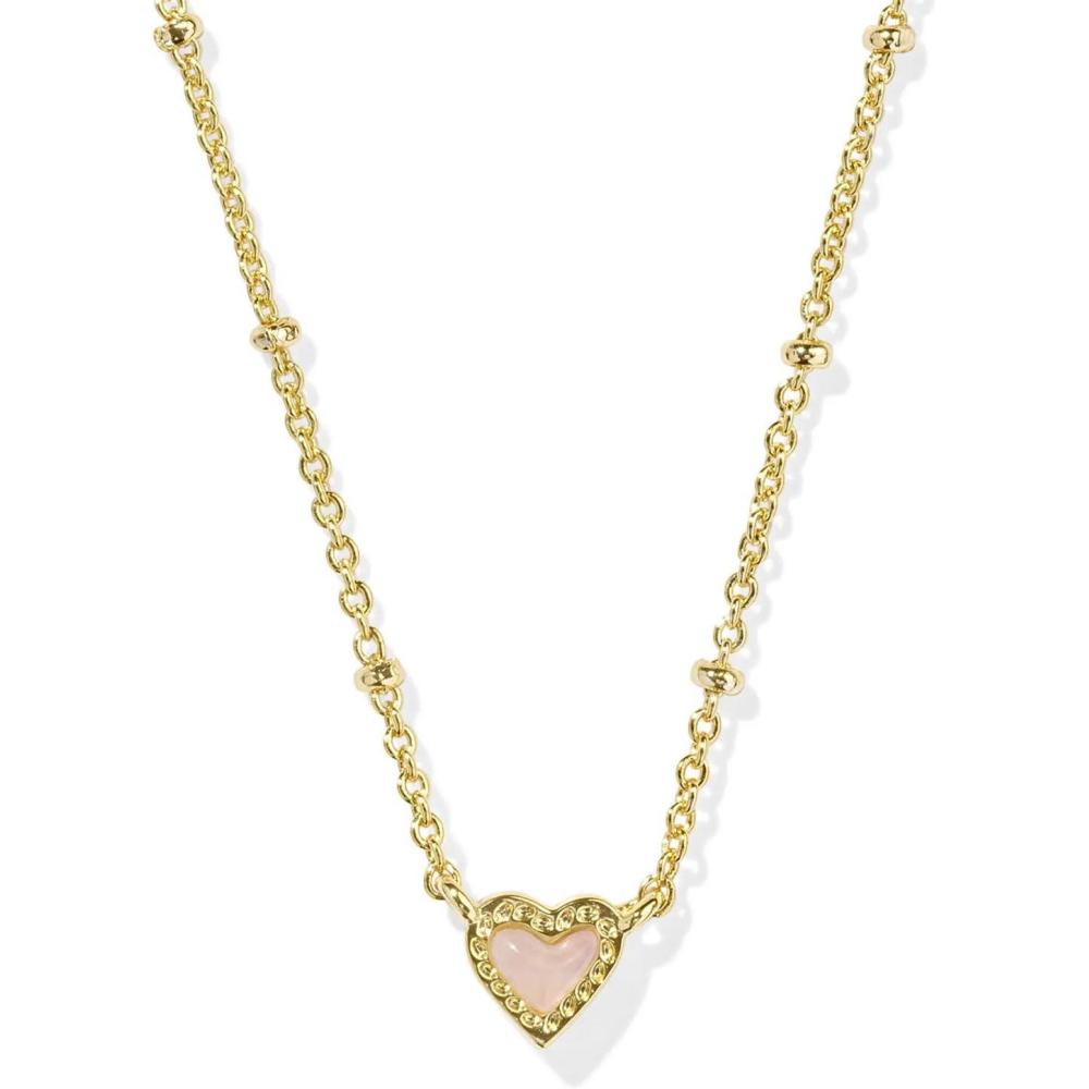 imageKendra Scott Mini Ari Heart Satellite Necklace Fashion Jewelry for WomenGOLD  ROSE QUARTZ