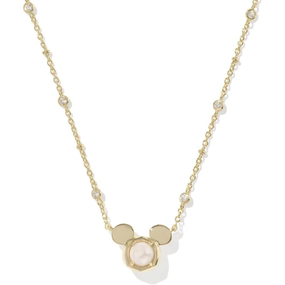 imageKendra Scott x Disney Mickey Mouse Short Pendant Necklace Fashion Jewelry for WomenGOLD WHITE PEARL