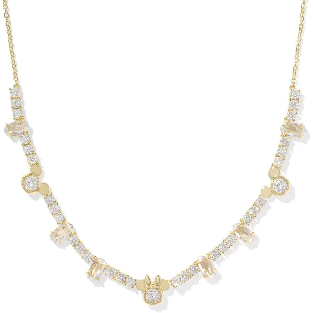 imageKendra Scott x Disney Mickey Mouse and Minnie Mouse Tennis Necklace Fashion Jewelry for WomenGOLD  WHITE CRYSTAL