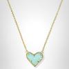Kendra Scott Ari Heart Adjustable Length Pendant Necklace for Women, Fashion Jewelry(GOLD – BRIGHT AQUA DRUSY)
