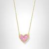 Kendra Scott Ari Heart Adjustable Length Pendant Necklace for Women, Fashion Jewelry(GOLD – PINK IRIDESCENT GLITTER GLASS)