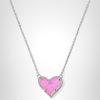 Kendra Scott Ari Heart Adjustable Length Pendant Necklace for Women, Fashion Jewelry(RHODIUM – HOT PINK DRUSY)