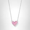 Kendra Scott Ari Heart Adjustable Length Pendant Necklace for Women, Fashion Jewelry(RHODIUM – PINK IRIDESCENT GLITTER GLASS)