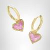 Kendra Scott Ari Heart Huggie Earrings for Women, Fashion Jewelry(GOLD – PINK IRIDESCENT GLITTER GLASS)