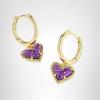 Kendra Scott Ari Heart Huggie Earrings for Women, Fashion Jewelry(GOLD – PURPLE DRUSY)
