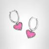 Kendra Scott Ari Heart Huggie Earrings for Women, Fashion Jewelry(RHODIUM – HOT PINK DRUSY)