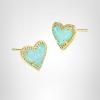 Kendra Scott Ari Heart Stud Earrings for Women, Fashion Jewelry(GOLD – BRIGHT AQUA DRUSY)