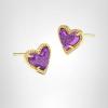 Kendra Scott Ari Heart Stud Earrings for Women, Fashion Jewelry(GOLD – PURPLE DRUSY)