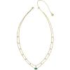 Kendra Scott Emilie Crystal Multi Strand Necklace, Fashion Jewelry for Women(GOLD – EMERALD DRUSY)