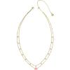 Kendra Scott Emilie Crystal Multi Strand Necklace, Fashion Jewelry for Women(GOLD – LIGHT PINK DRUSY)